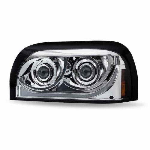 FTL. Century LED Projector Headlight Assembly with LED Glow Position, Turn & Marker Accent – Chrome (Driver Side)