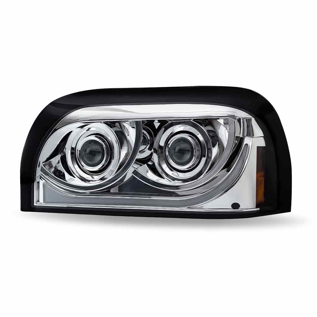 FTL. Century LED Projector Headlight Assembly with LED Glow Position, Turn & Marker Accent – Chrome (Driver Side)