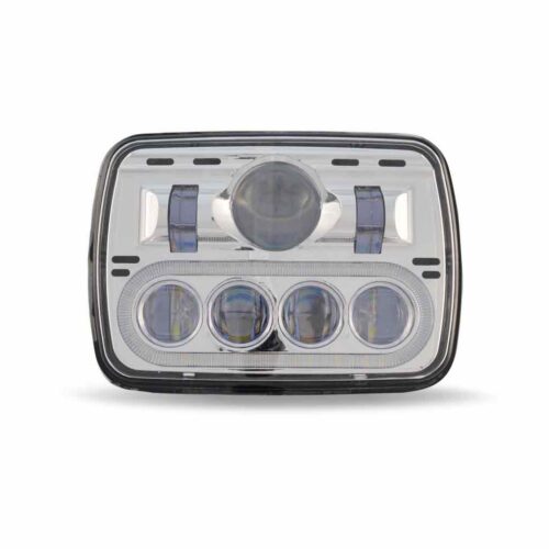 5″ x 7″ LED Projector Headlight with Glow Position LED Halo – Combination High & Low Beam | 2600 Lumens
