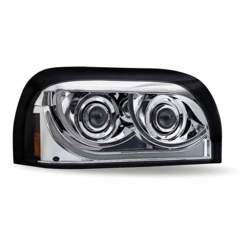 FTL. Century LED Projector Headlight Assembly with LED Glow Position, Turn & Marker Accent – Chrome (Passenger Side)