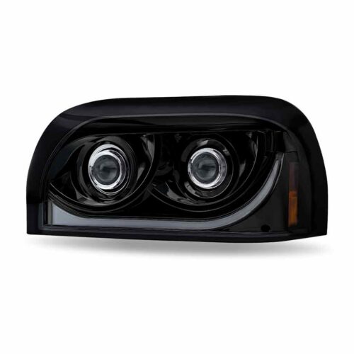 FTL. Century LED Projector Headlight Assembly with LED Glow Position, Turn & Marker Accent – Black (Driver Side)