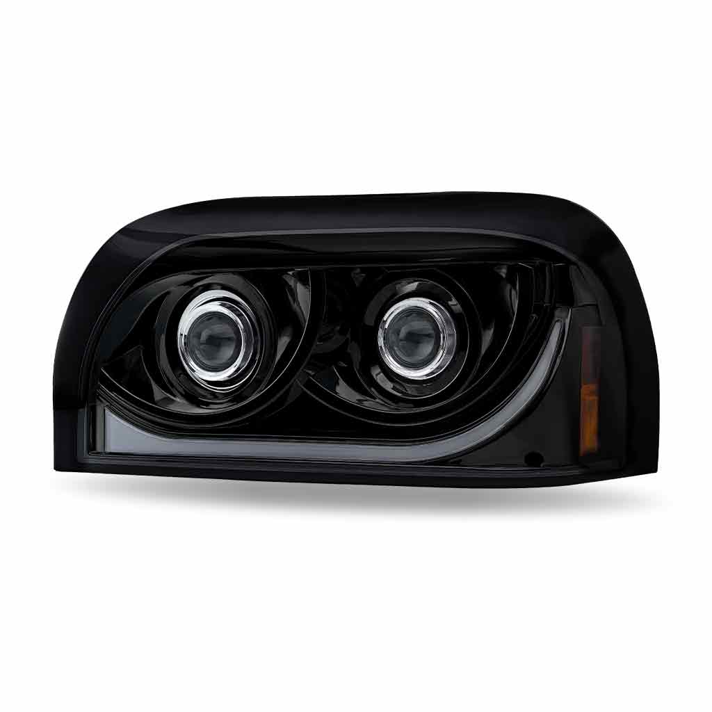 FTL. Century LED Projector Headlight Assembly with LED Glow Position, Turn & Marker Accent – Black (Driver Side)