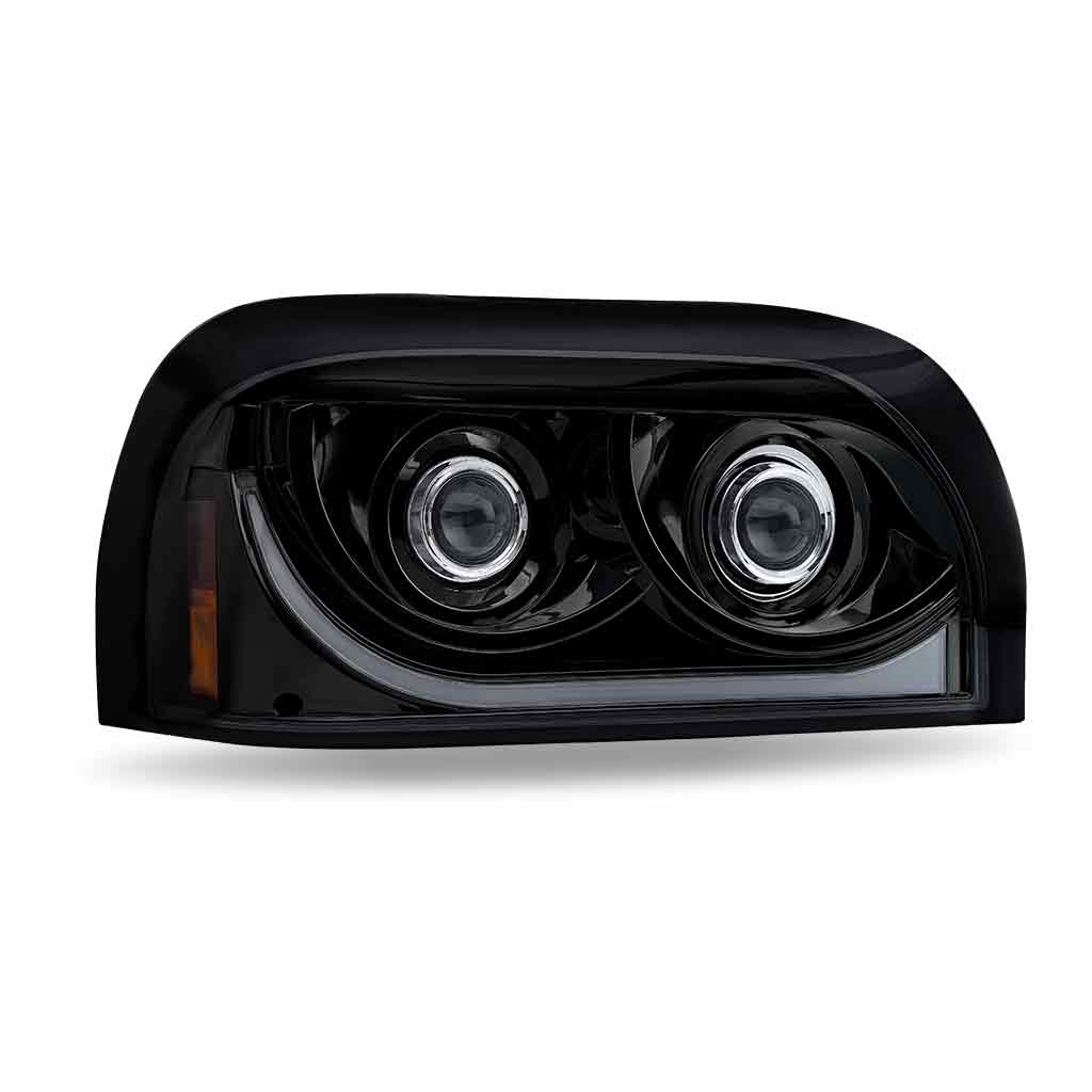 FTL. Century LED Projector Headlight Assembly with LED Glow Position, Turn & Marker Accent – Black (Passenger Side)