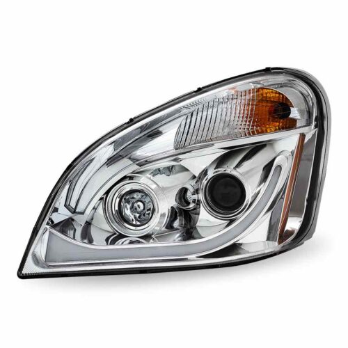 FTL. Cascadia LED Projector Headlight Assembly with LED Glow Position, Turn & Marker Accent – Chrome (Driver Side)