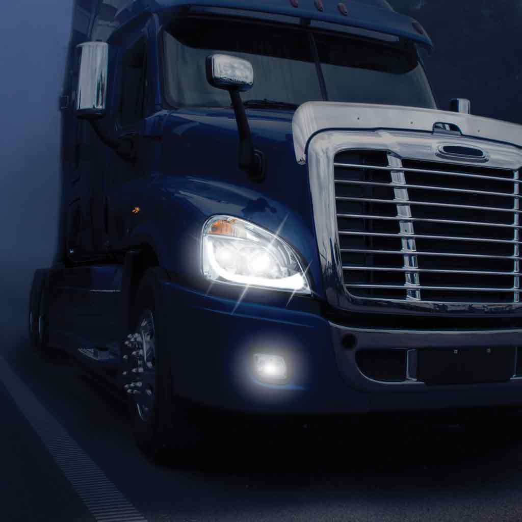 FTL. Cascadia LED Projector Headlight Assembly with LED Glow Position, Turn & Marker Accent – Chrome (Passenger Side) - Image 4
