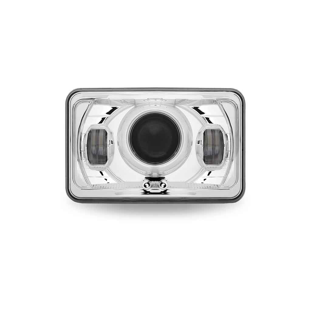 4″ x 6″ LED Projector Headlight with Optional Backlit Auxiliary – Low Beam | 1200 Lumens
