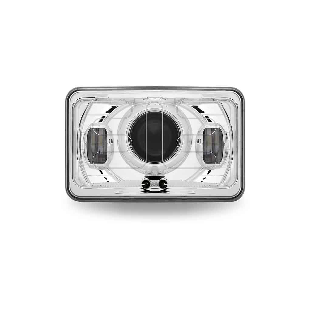 4″ x 6″ Heated LED Projector Headlight with Optional Backlit Auxiliary – Low Beam | 1200 Lumens