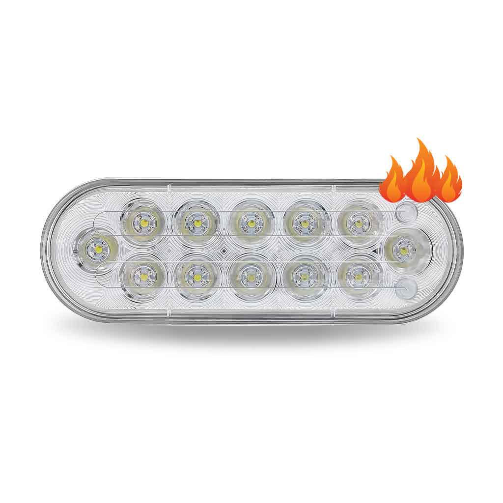 6″ Heated Red Stop, Turn & Tail To White Back Up LED Oval Light – 12 Diodes - Image 4