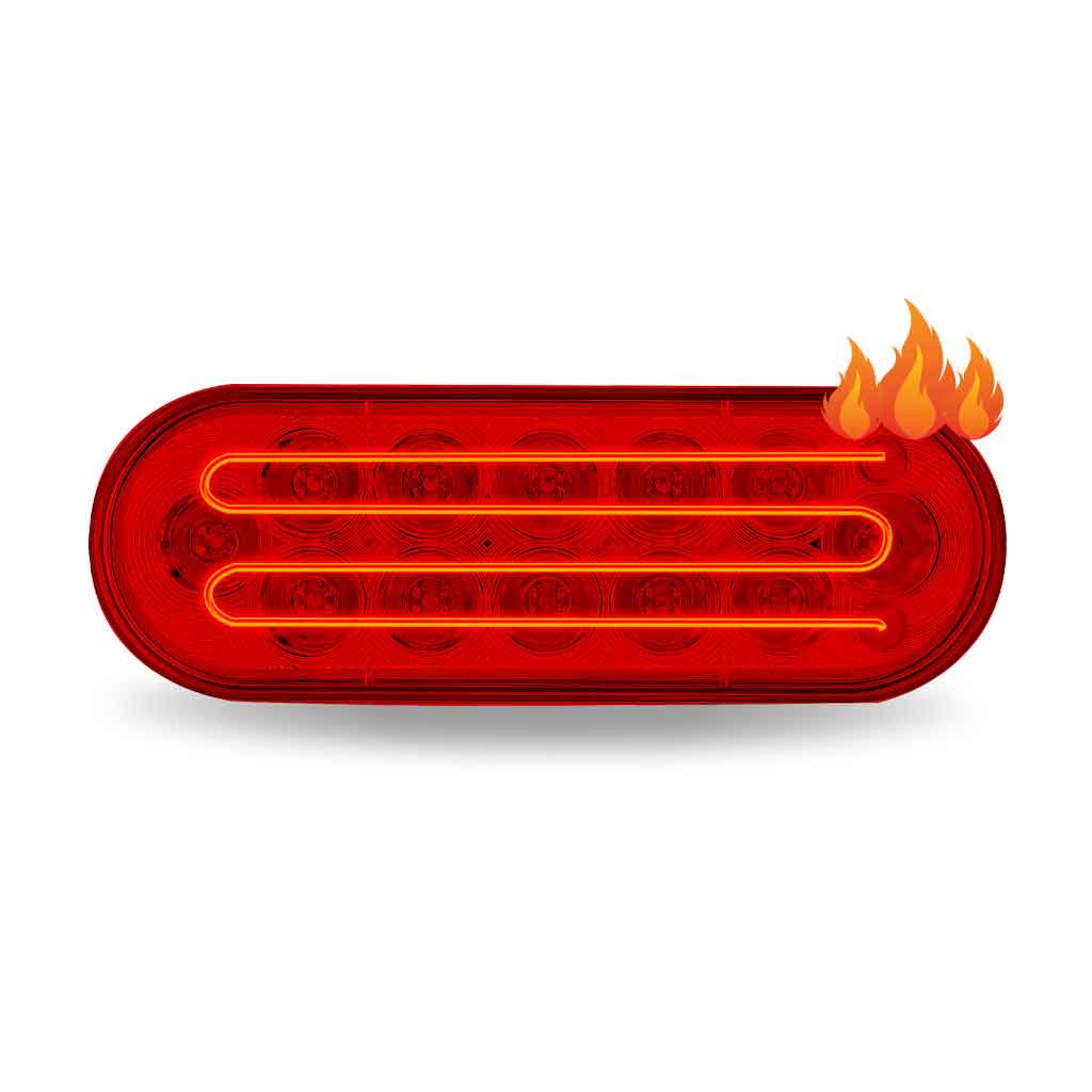 6″ Heated Red Stop, Turn & Tail LED Oval Light – 12 Diodes