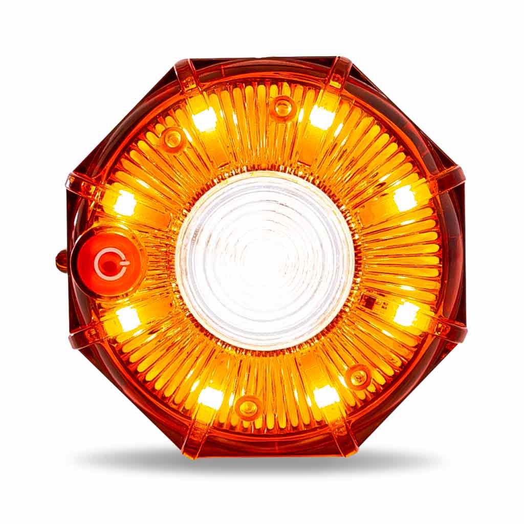 3″ Dual Color Amber/White Portable/Magnetic/Hangable LED Flashing Mini Pucks – 9 Diodes
