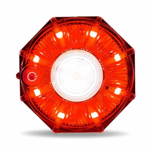 3″ Dual Color Red/White Portable/Magnetic/Hangable Hazard LED Flashing Mini Pucks – 9 Diodes