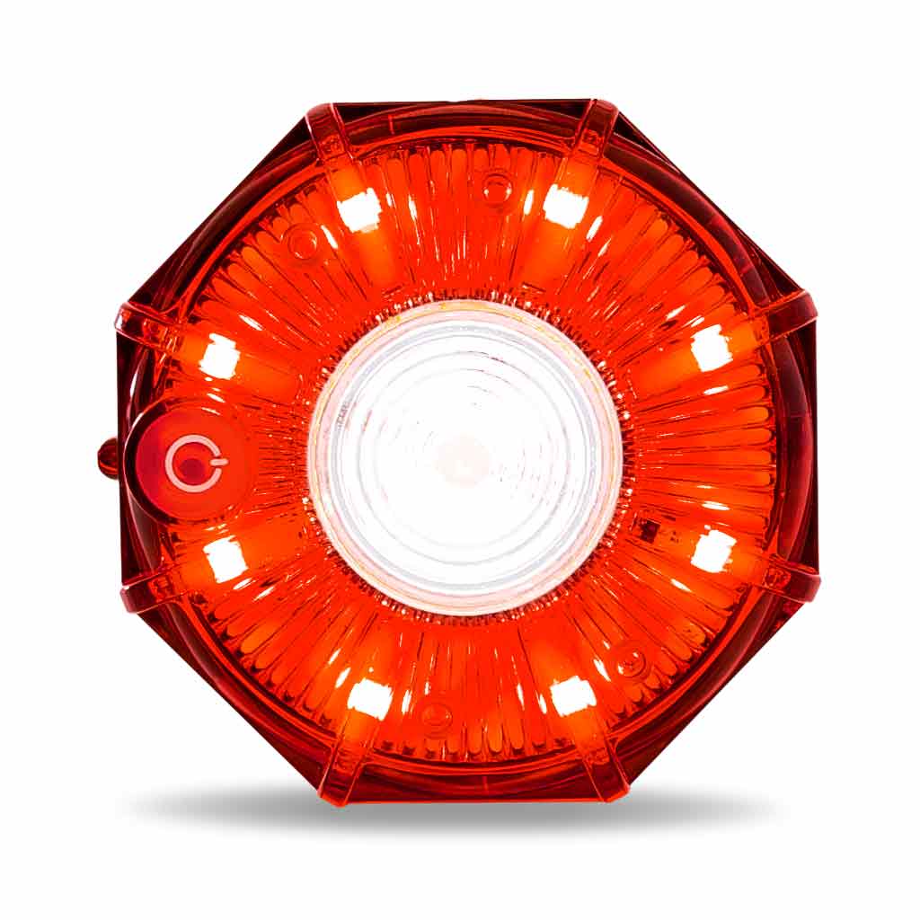 3″ Dual Color Red/White Portable/Magnetic/Hangable Hazard LED Flashing Mini Pucks – 9 Diodes