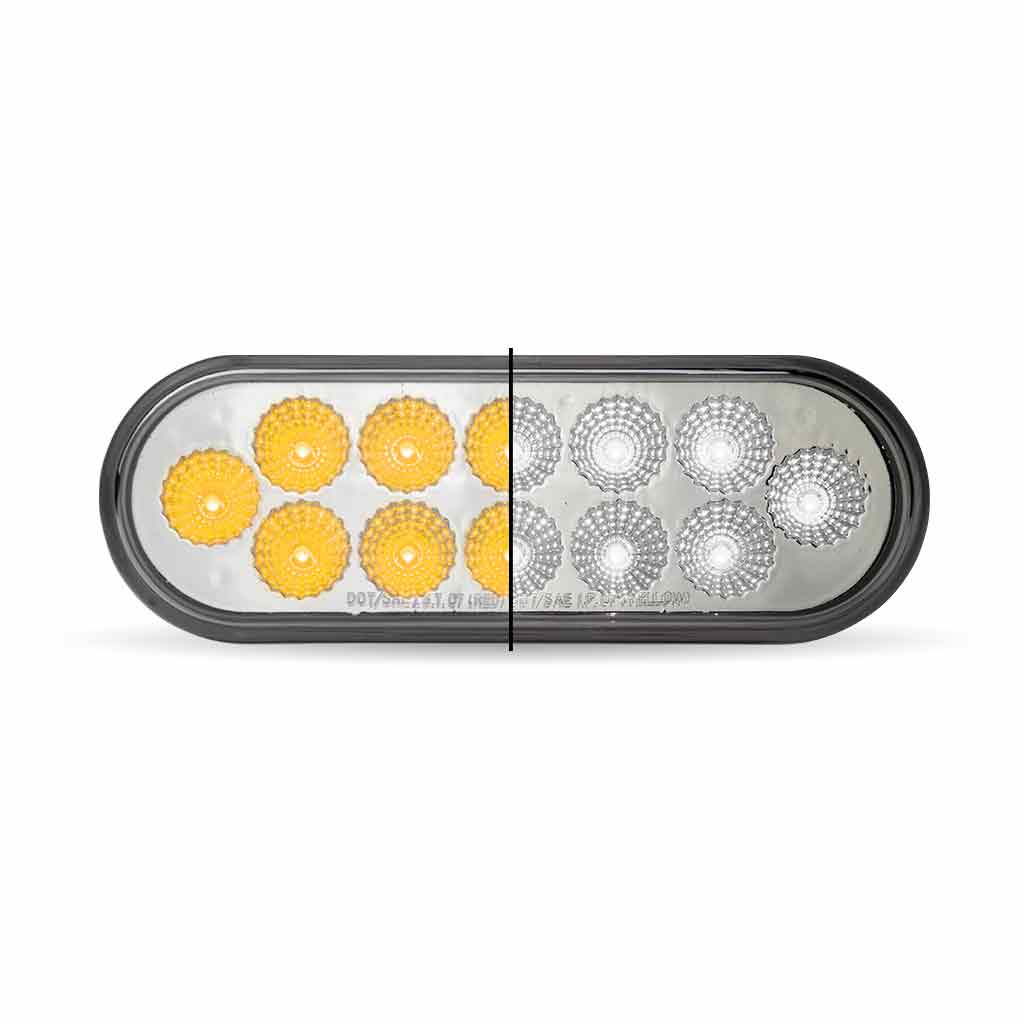 6″ Amber Turn & Marker to White Auxiliary LED Oval Light – 12 Diodes