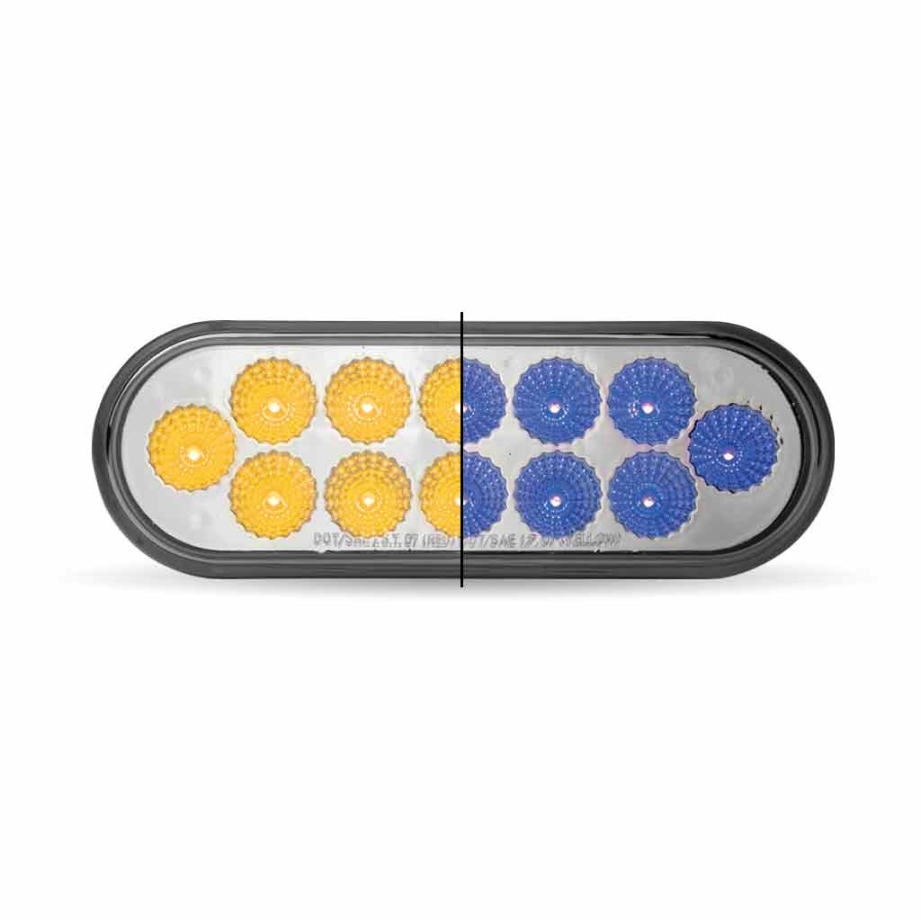 6″ Amber Turn & Marker to Blue Auxiliary LED Oval Light – 12 Diodes