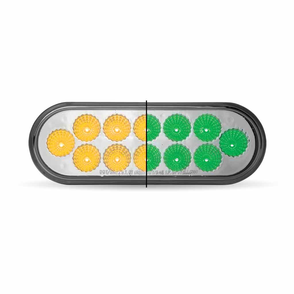 6″ Amber Turn & Marker to Green Auxiliary LED Oval Light – 12 Diodes