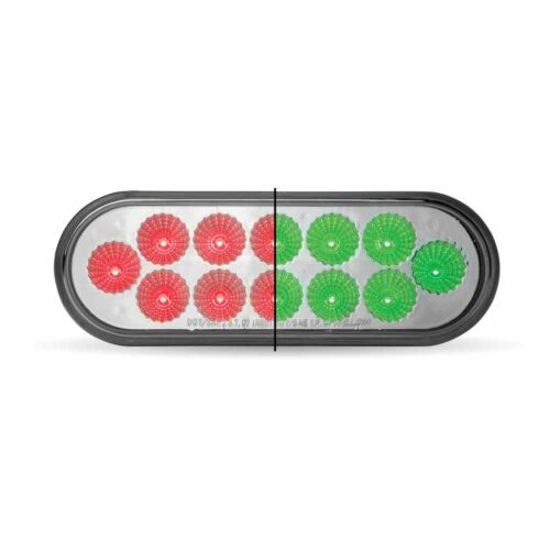 6″ Red Stop, Turn & Tail to Green Auxiliary LED Oval Light – 12 Diodes