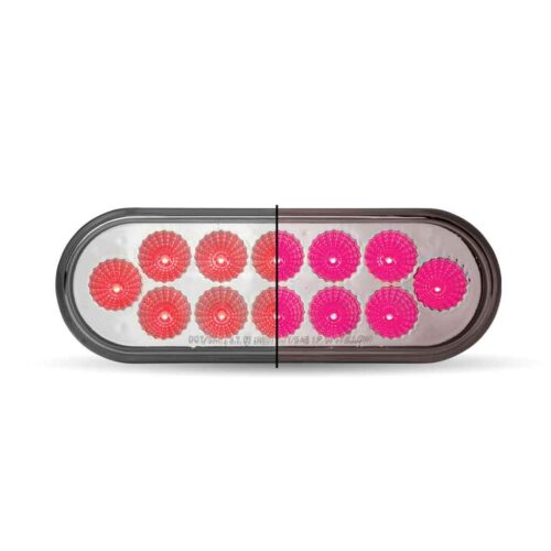6″ Red Stop, Turn & Tail to Pink Auxiliary LED Oval Light – 12 Diodes