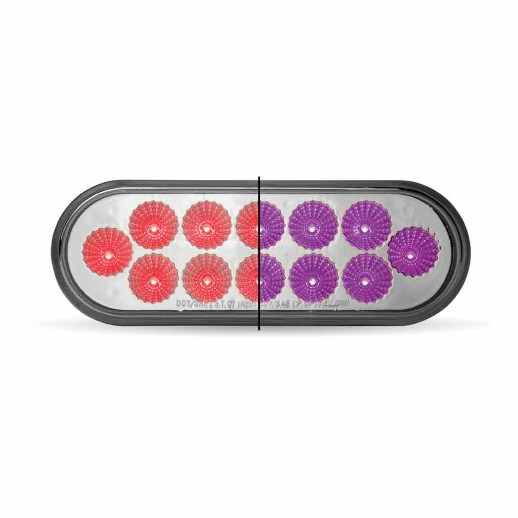 6″ Red Stop, Turn & Tail to Purple Auxiliary LED Oval Light – 12 Diodes