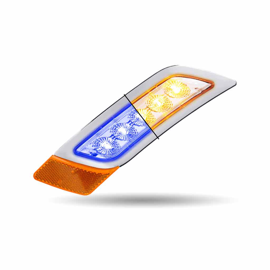 Amber Turn & Marker to Blue Auxiliary Peterbilt LED Fender Light – 5 Diodes | Driver Side