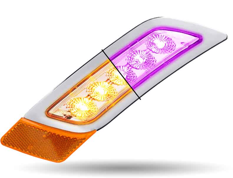 Amber Turn & Marker to Purple Auxiliary Peterbilt LED Fender Light – 5 Diodes | Driver Side