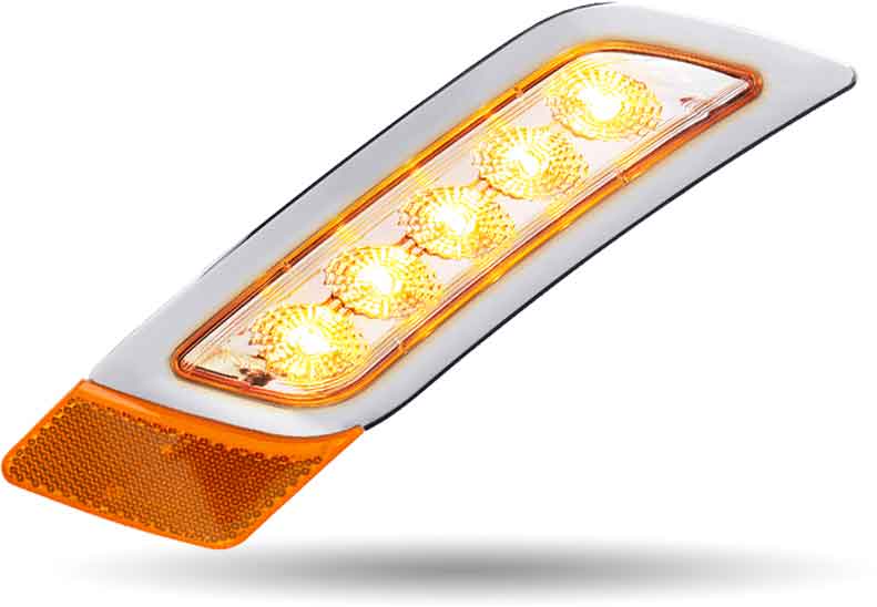 Amber Turn & Marker to Purple Auxiliary Peterbilt LED Fender Light – 5 Diodes | Driver Side - Image 3