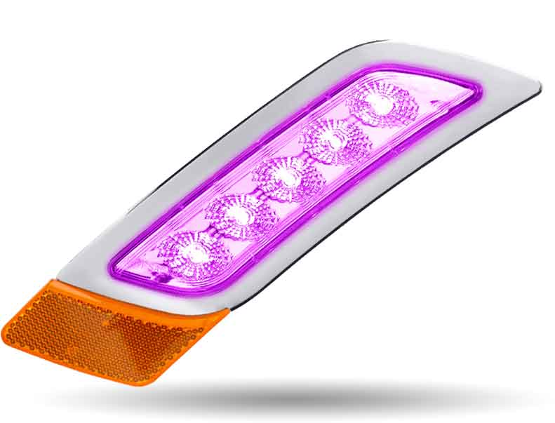 Amber Turn & Marker to Purple Auxiliary Peterbilt LED Fender Light – 5 Diodes | Driver Side - Image 4