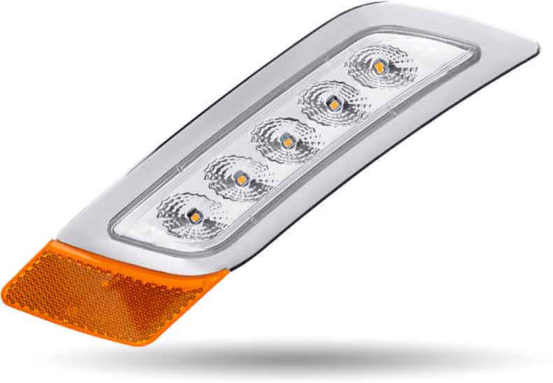 Amber Turn & Marker to Purple Auxiliary Peterbilt LED Fender Light – 5 Diodes | Driver Side - Image 2
