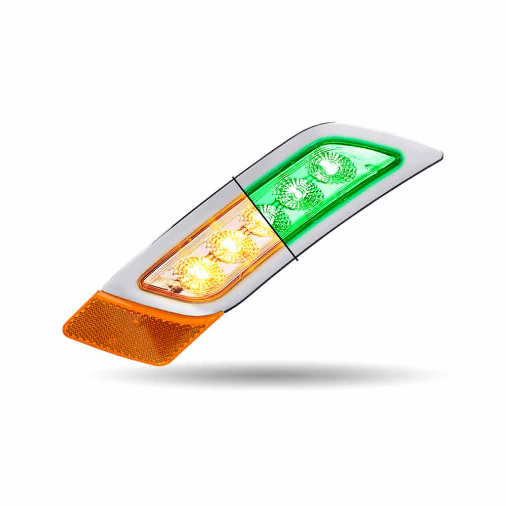 Amber Turn & Marker to Green Auxiliary Peterbilt LED Fender Light – 5 Diodes | Passenger Side