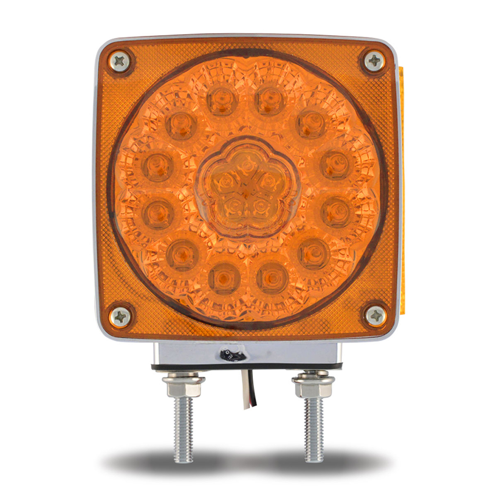 Amber/Amber Turn & Marker Square Double Face LED Light – Double Post | 36 Diodes | Amber Lens | Driver Side