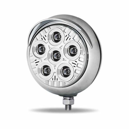 5″ Legacy Series Chrome Round LED Work Light with Sleek Housing & 4 Position Visor – Spot Beam | 2000 Lumens