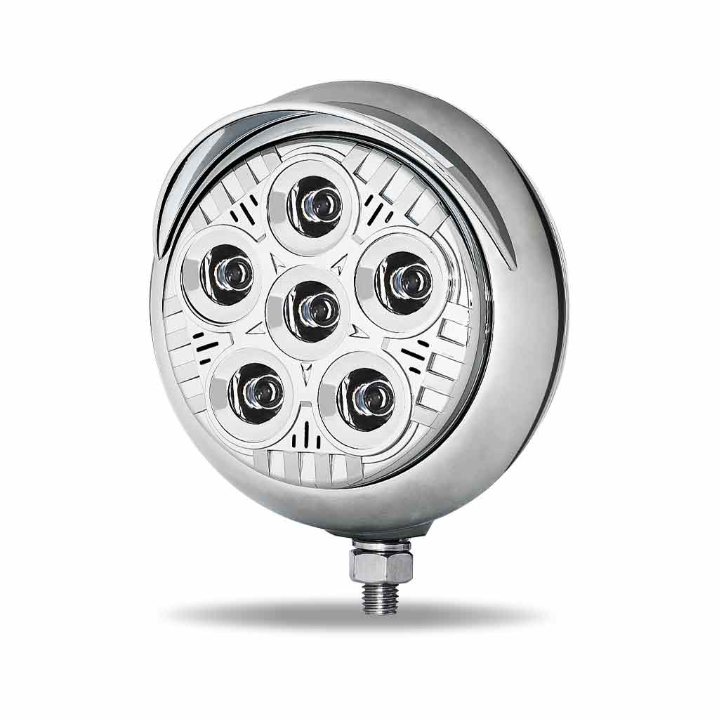 5″ Legacy Series Chrome Round LED Work Light with Sleek Housing & 4 Position Visor – Spot Beam | 2000 Lumens