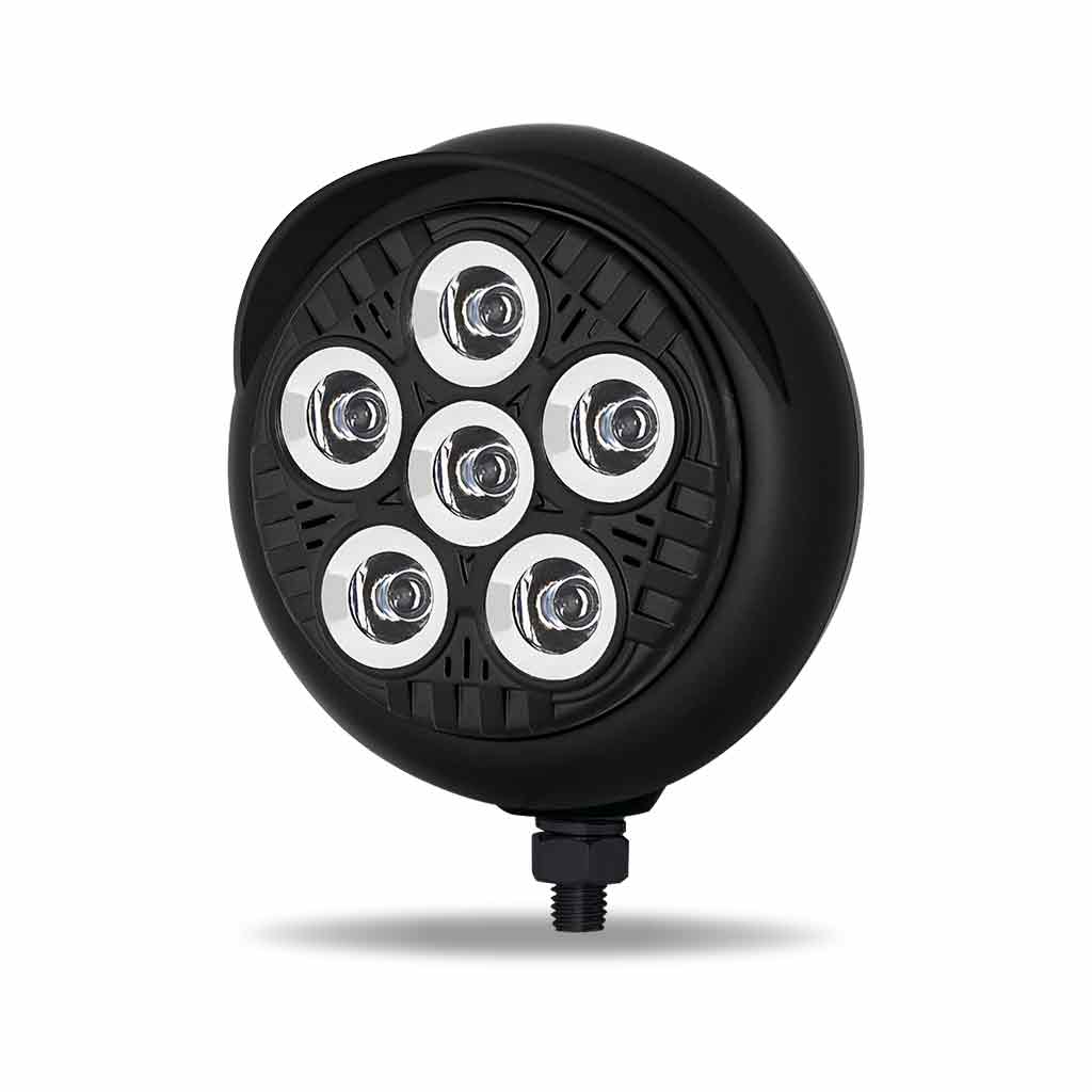 5″ Legacy Series Black Round LED Work Light with Sleek Housing & 4 Position Visor – Spot Beam | 2000 Lumens