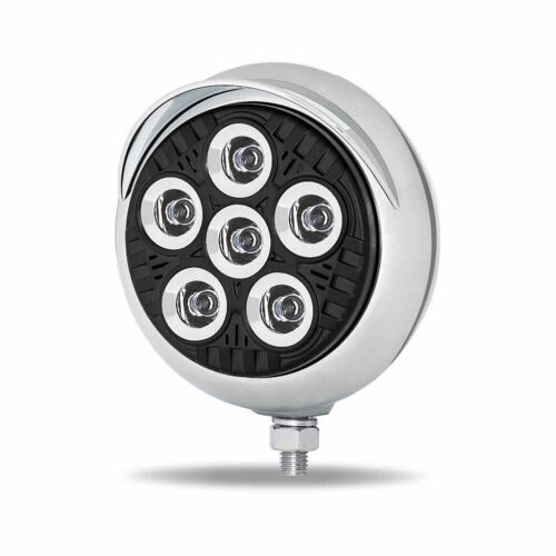 5″ Legacy Series Chrome/Black Round LED Work Light with Sleek Housing & 4 Position Visor – Spot Beam | 2000 Lumens
