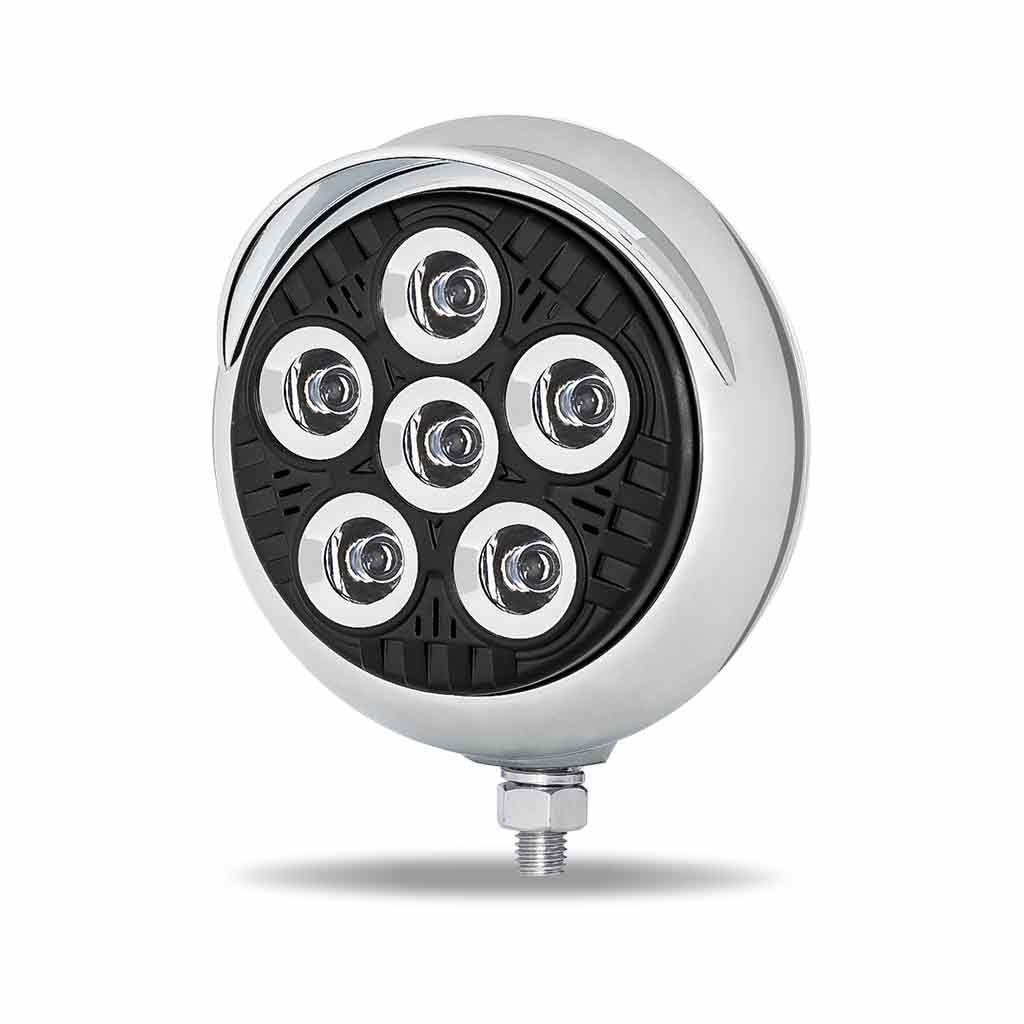 5″ Legacy Series Chrome/Black Round LED Work Light with Sleek Housing & 4 Position Visor – Spot Beam | 2000 Lumens