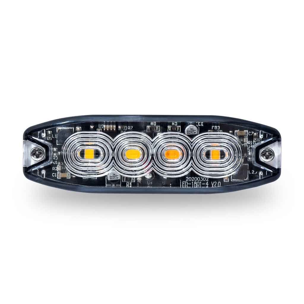 Class 1 Warning Series Surface Mount Split 2-color Slim LED Directional – White & Amber | 36 Flash Patterns | 4 Diodes