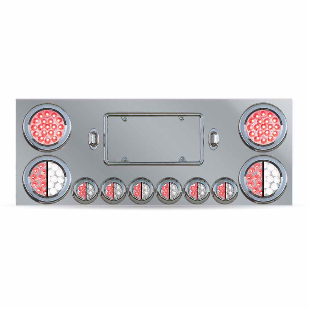Dual LED Rear Center Panel – 4″ & 2″ Dual LEDs (Clear Lens) | Stainless Steel