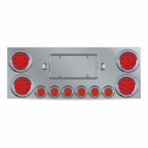 LED Rear Center Panel – 4″ & 2″ LEDs (Red Lens) | Stainless Steel