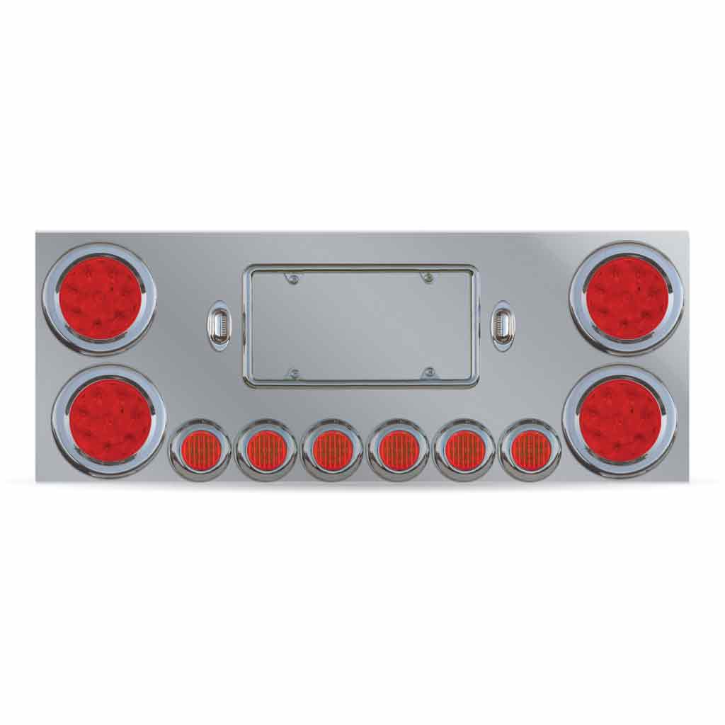 LED Rear Center Panel – 4″ & 2″ LEDs (Red Lens) | Stainless Steel