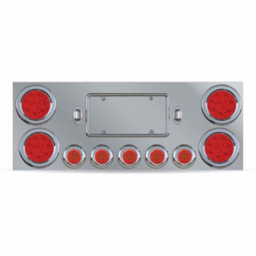 LED Rear Center Panel – 4″ & 2.5″ LEDs (Red Lens) | Stainless Steel