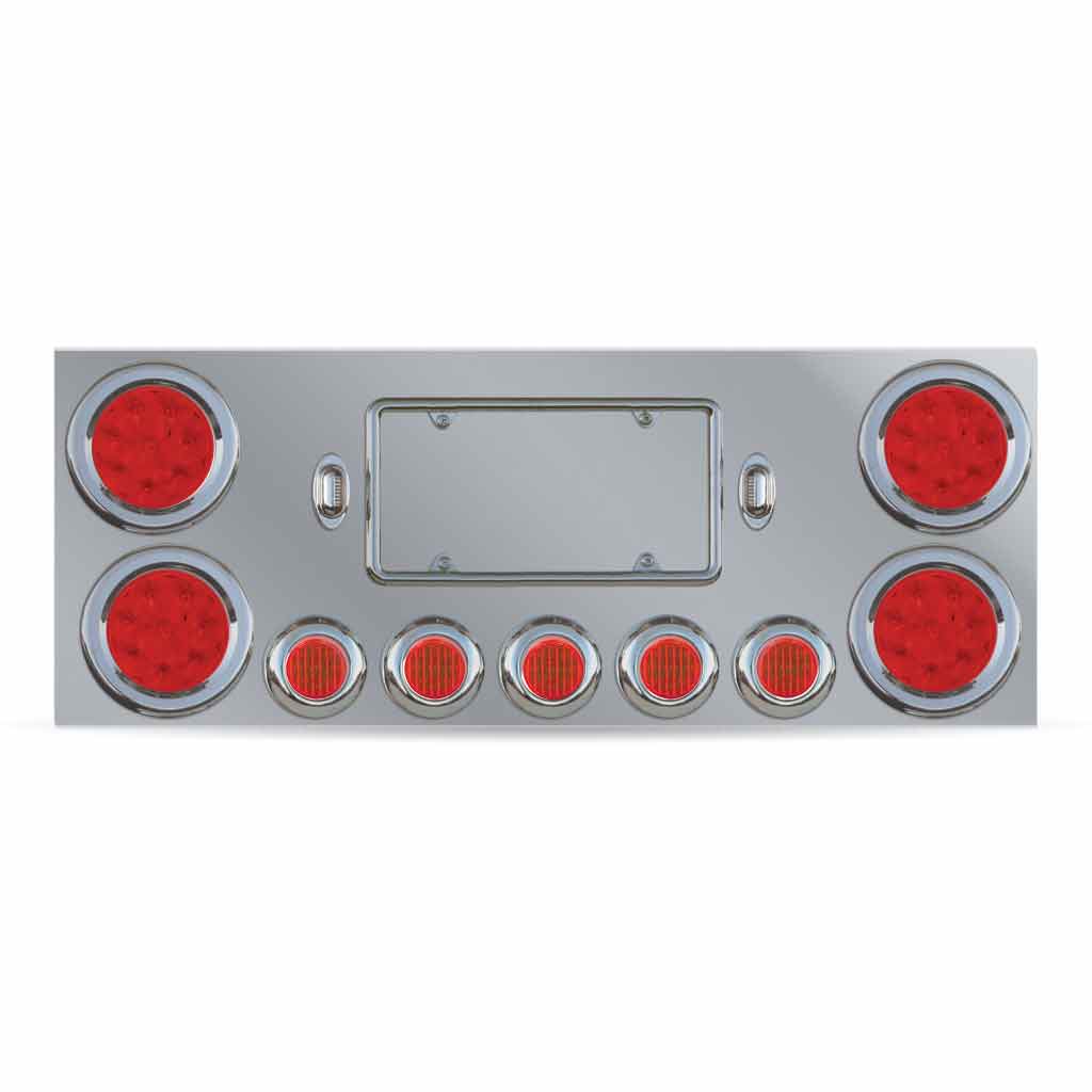 LED Rear Center Panel – 4″ & 2.5″ LEDs (Red Lens) | Stainless Steel