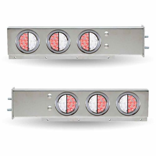 30″ Dual LED Mud Flap Hangers – 2 1/2″ Bolt Spacing | 4″ Dual LEDs (Clear Lens) | Stainless Steel
