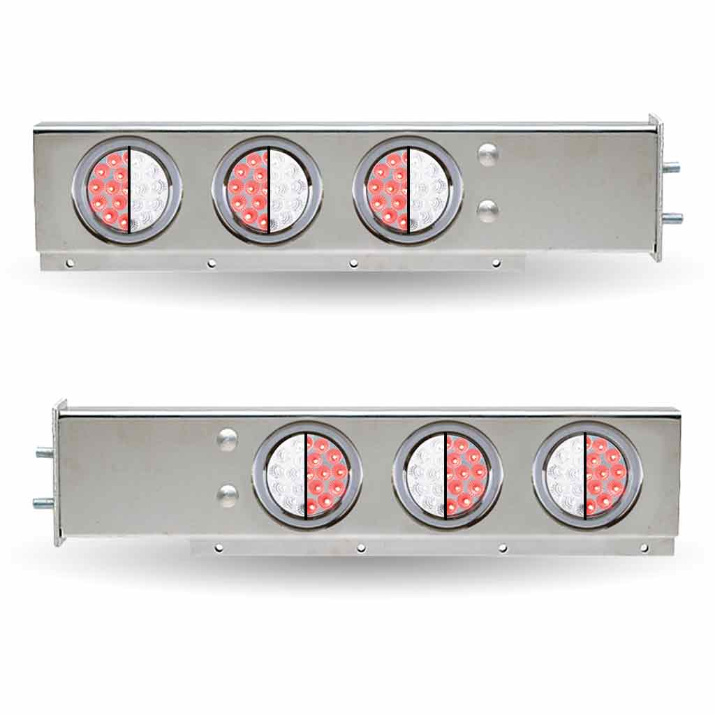 30″ Dual LED Mud Flap Hangers – 2 1/2″ Bolt Spacing | 4″ Dual LEDs (Clear Lens) | Stainless Steel