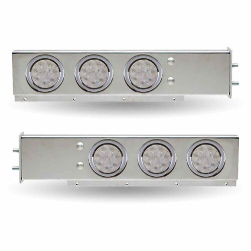 30″ LED Mud Flap Hangers – 2 1/2″ Bolt Spacing | 4″ LEDs (Clear Lens) | Stainless Steel