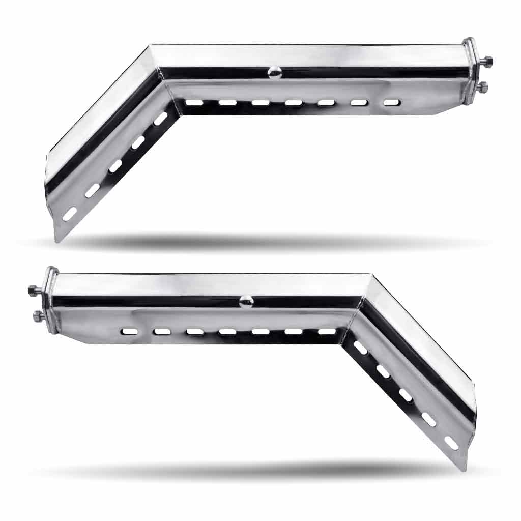 45° Angled 28.5″ Mud Flap Hangers – 2 1/2″ Bolt Spacing | Chrome Metal