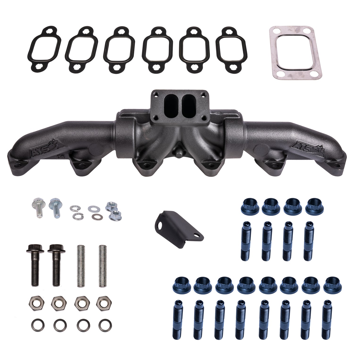 ATS Pulse Flow Exhaust Manifold Kit Fits 1994-2002 5.9L 12V 24V Cummins 3-Pc T4 With Optional Gaskets Premium Hardware